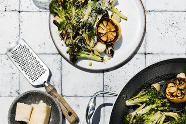 Grilled Lemon Broccoli with Pistachio-Parmesan Sprinkles