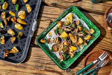 Seared Zucchini & Squash Salad with Whipped Goat Cheese