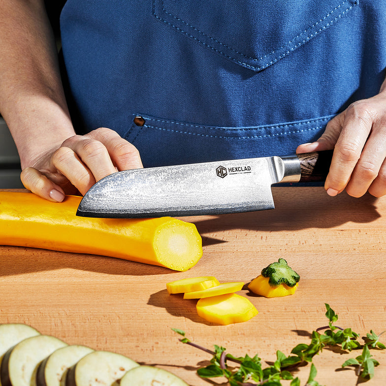 Damascus Steel Santoku Knife, 7" (Espresso)