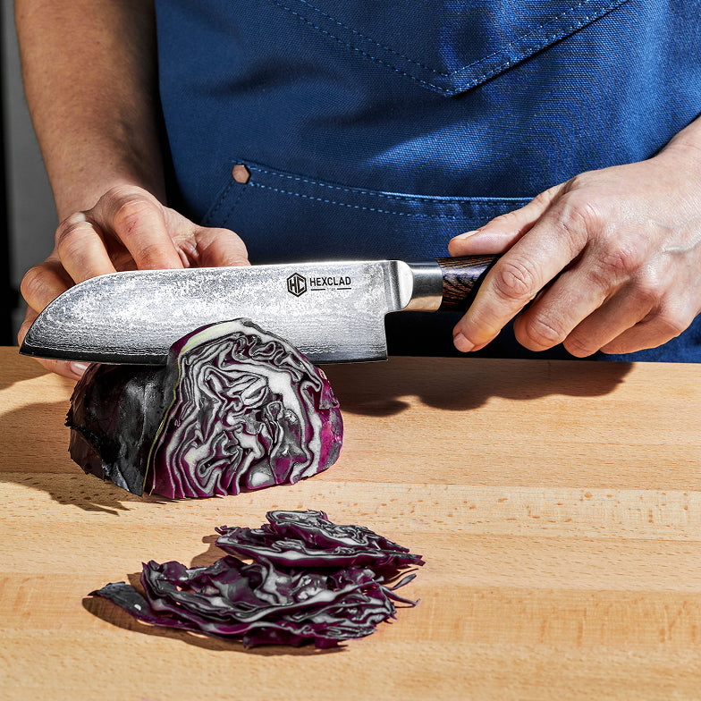 Damascus Steel Santoku Knife, 7" (Espresso)