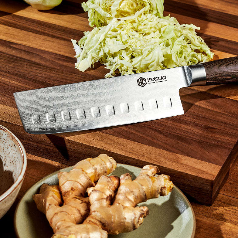 Damascus Steel Nakiri Knife, 6.5" (Espresso)