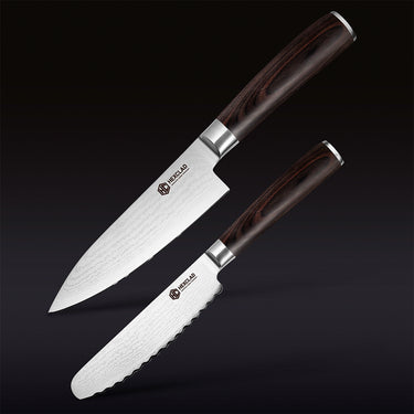 Damascus Steel Starter Knife Set, 2-pc (Espresso)
