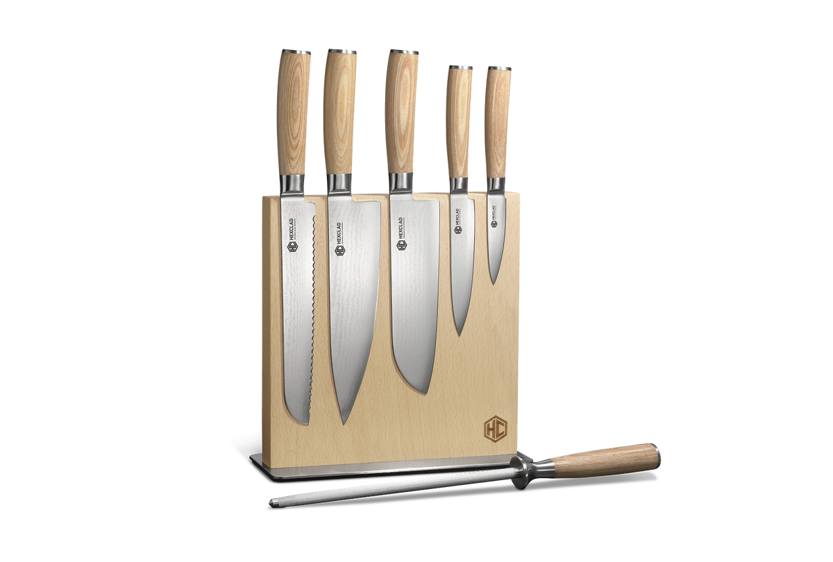 Damascus Steel Knife Set, 7-pc (Blonde)