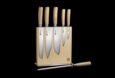 Damascus Steel Knife Set, 7-pc (Blonde)