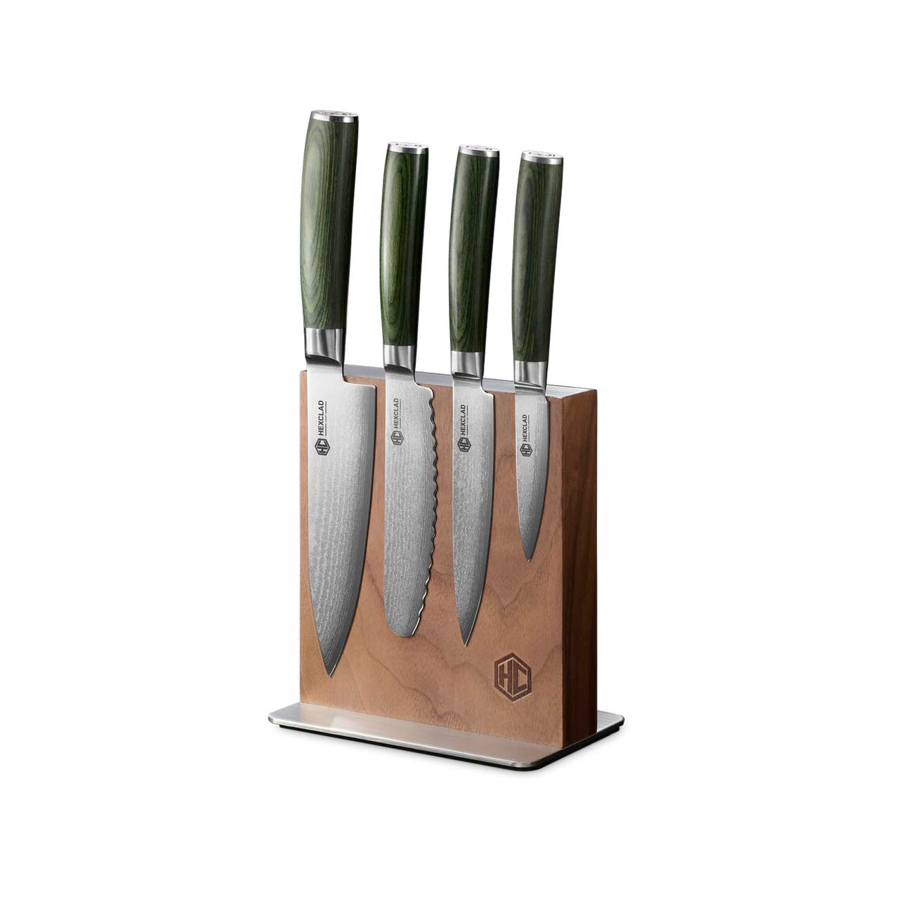 Damascus Steel Studio Knife Set, 5-pc (Green)
