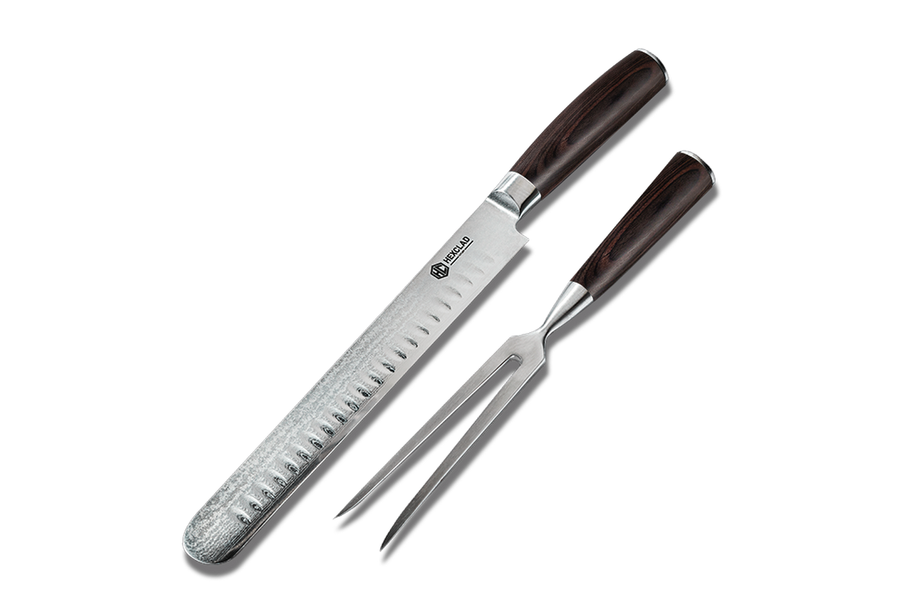 Damascus Steel Carving Set, 2-pc (Espresso)