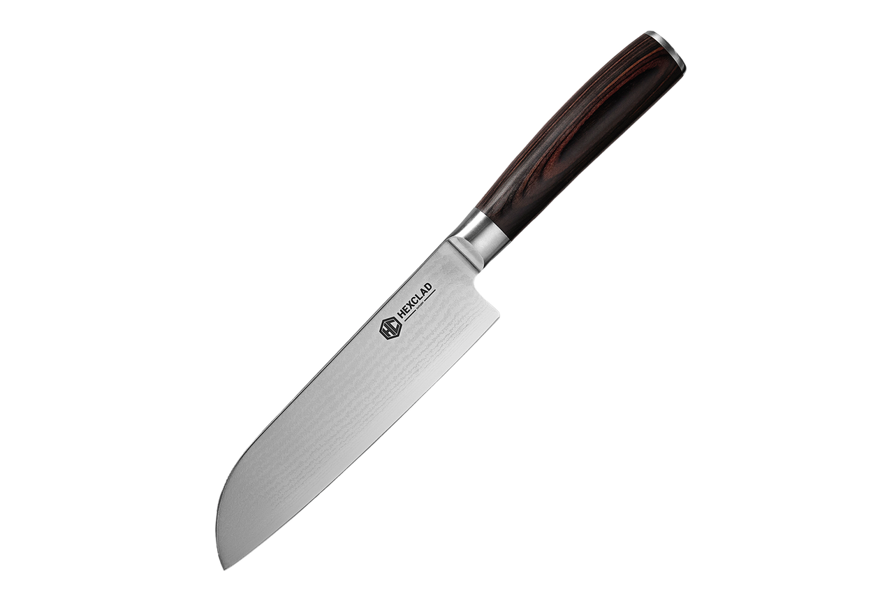 Damascus Steel Santoku Knife, 7" (Espresso)