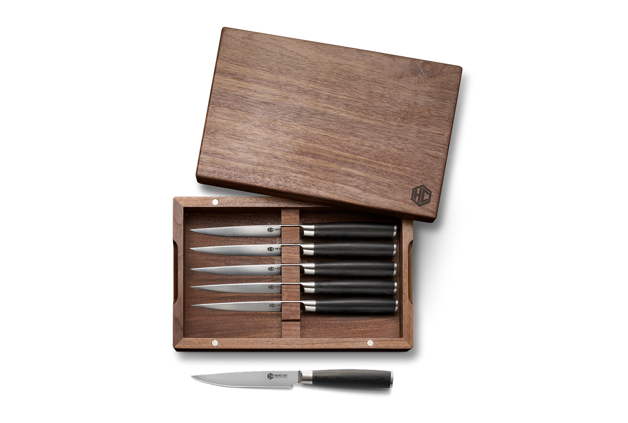Damascus Steel Steak Knife Boxed Set, 6-pc (Espresso)