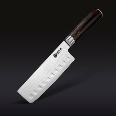 Damascus Steel Nakiri Knife, 6.5" (Espresso)