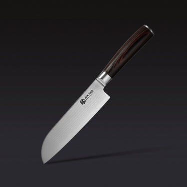 Damascus Steel Santoku Knife, 7" (Espresso)