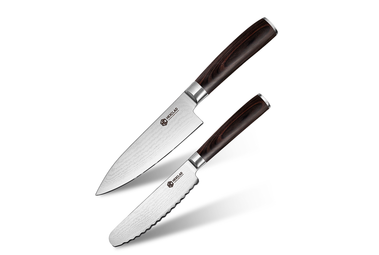 Damascus Steel Starter Knife Set, 2-pc (Espresso)